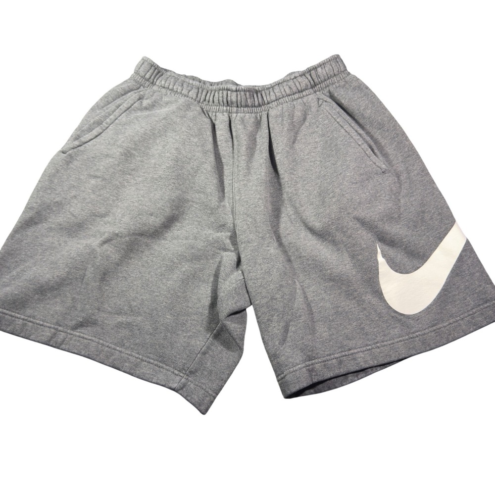 Nike Mens Sportswear Fleece Shorts Gray White Swoosh Logo Size M BV2772-063